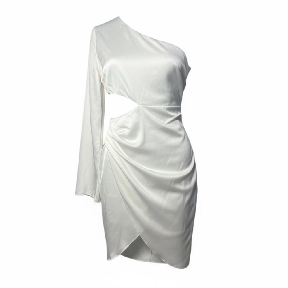 Luxxel One sleeve white mini dress size medium